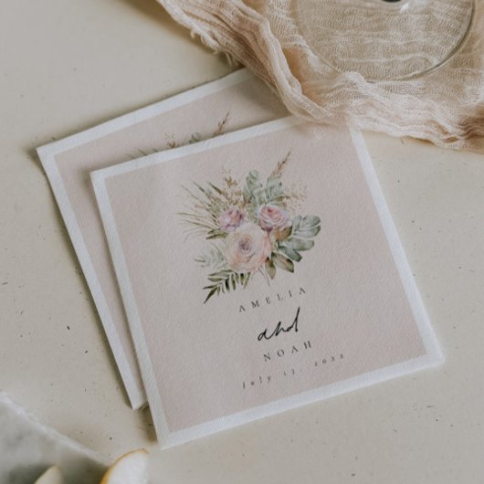 Boho Pampas Dusty Roos Wedding Servet