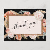 Boho Pampas Elegante Bloemen Zwart Tropische Palm Briefkaart (Voorkant)