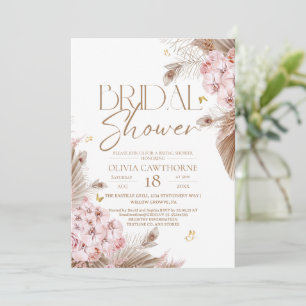 Boho Pampas en Orchideeën Bruiloftsfeest Uitnodigi Kaart