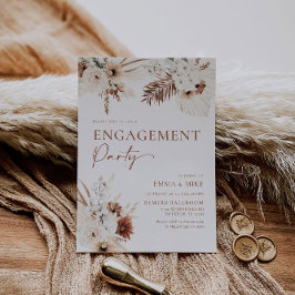 Boho Pampas Engagement Party Kaart