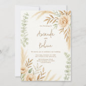 Boho Pampas & Eucalyptus Faire-part de mariage (Devant)