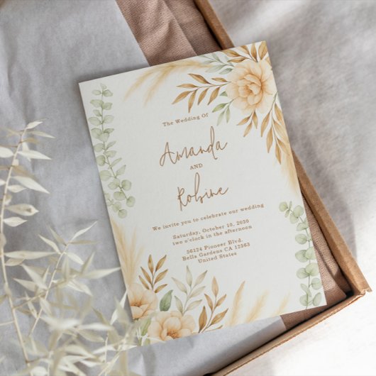 Boho Pampas & Eucalyptus Faire-part de mariage