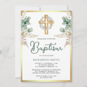 Boho Pampas Eucalyptus Gouden Doop Kaart (Voorkant)