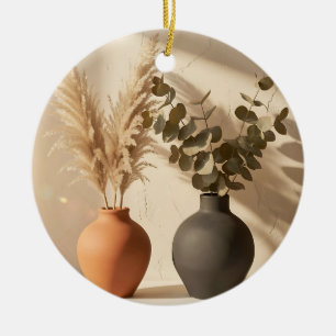 Boho Pampas Eucalyptus Keramische Vaas Stilleven Keramisch Ornament