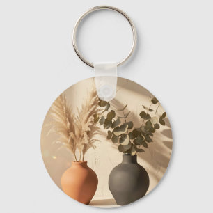 Boho Pampas Eucalyptus Keramische Vaas Stilleven Sleutelhanger