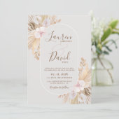 Boho Pampas Faire-part de mariage (Debout devant)