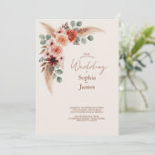 Boho Pampas Faire-part de mariage d'aquarelle de g (Debout devant)