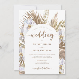 Boho Pampas Faire-part de mariage d'arche en laito