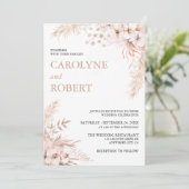 Boho Pampas Faire-part de mariage Floral Grass (Debout devant)