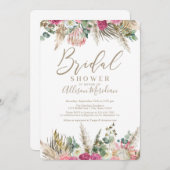 Boho Pampas Floral Desert Bridal Douche Invitation (Devant / Derrière)
