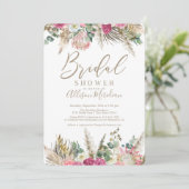 Boho Pampas Floral Desert Bridal Douche Invitation (Debout devant)