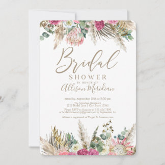 Boho Pampas Floral Desert Bridal Shower Kaart