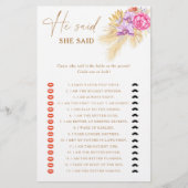 Boho Pampas Floral Hij zei dat ze zei bruidsspel (Voorkant)