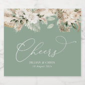 Boho pampas floral salie groen sparkling wijnetiket (Enkel label)