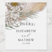 Boho Pampas & Floral Wedding  Wijn Etiket (Enkel label)