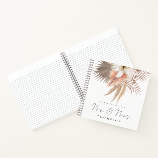 Boho Pampas Florals Script M. Mme Livre d'hôtes (Intérieur)