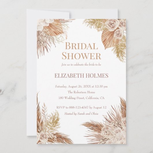 Boho Pampas Garden Invitation de douche nuptiale (Devant)