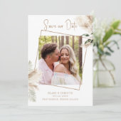 Boho Pampas gebladerte foto bruiloft Save The Date (Staand voorkant)