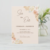 Boho Pampas Gedroogd Gras Boog Save The Date (Staand voorkant)