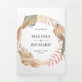 Boho Pampas Gedroogde Palm Alles in een bruiloft Drieluik Uitnodiging (Cover)