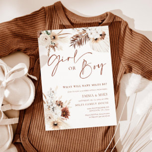 Boho Pampas Girl or Boy Genre Reveillez Invitation