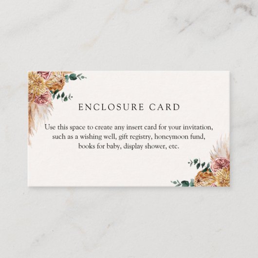 Boho Pampas Gras Aangepast Informatiekaartje (Voorkant)