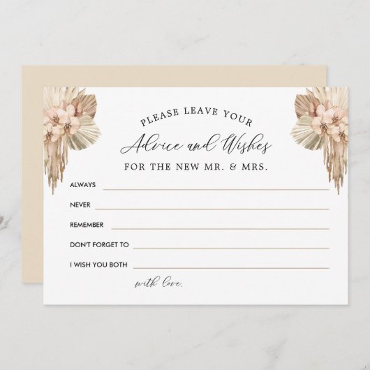 Boho Pampas Gras Advies en Wensen Bedankkaart (Voorkant / Achterkant)