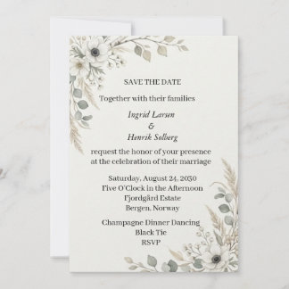 Boho Pampas Gras Anemone Save the Date Uitnodiging