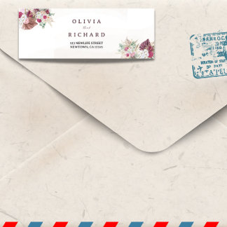 Boho Pampas Gras Bloem Retouradres Label 