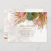 Boho Pampas Gras Bloemen Trouw Save The Date Briefkaart (Voorkant / Achterkant)