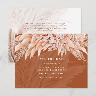 Boho Pampas Gras Bloemen Trouw Save The Date Pos Briefkaart