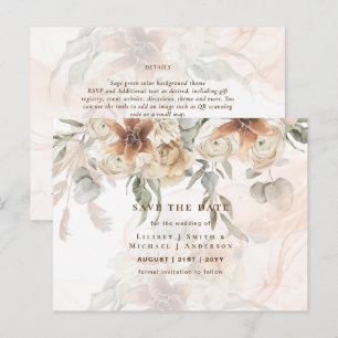 Boho Pampas Gras Bloemen Trouw Save The Date Pos Briefkaart