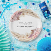 Boho pampas gras bloemig Paarse bruiloft Papieren Bordje (Feest)