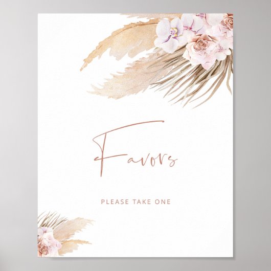 Boho pampas gras bohemian baby shower Favors Poster (Voorkant)