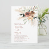 Boho pampas gras bruiloft uitnodiging (Staand voorkant)