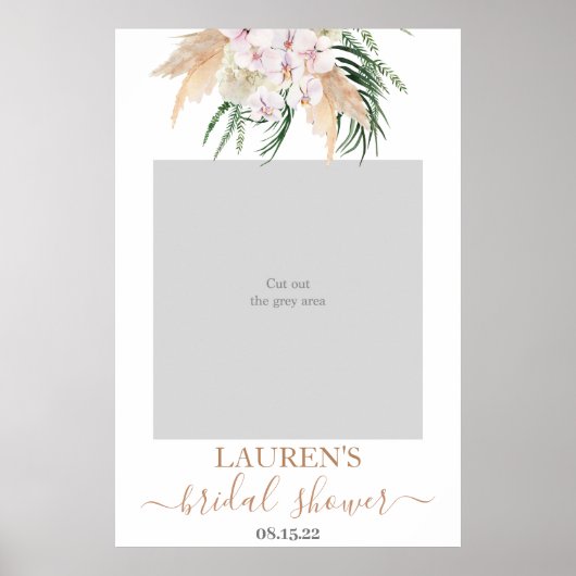 Boho Pampas Gras Bruiloftsshower Foto Prop Poster (Voorkant)