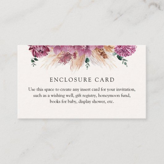 Boho Pampas Gras Custom Envelop Kaart (Voorkant)