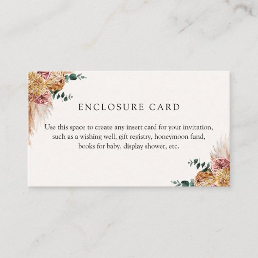 Boho Pampas Gras Custom  Informatiekaartje (Voorkant)