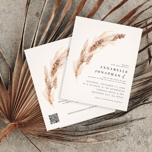 Boho pampas gras elegant bruiloft flyer