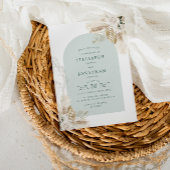 boho pampas gras en grienery bruiloft uitnodiging