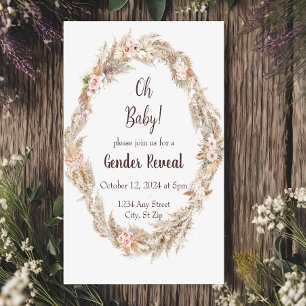 Boho Pampas Gras Geslacht Reveal Uitnodiging