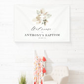 Boho Pampas Gras Groen Bloemen Cross Doop Spandoek (Insitu)