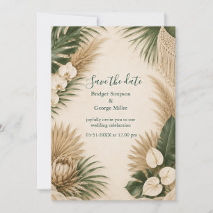 boho Pampas Gras Hawaii Bloemrijke Tropische Bruil Kaart