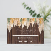 Boho Pampas Gras Hout Twinkle Lights Bruiloft RSVP (Staand voorkant)