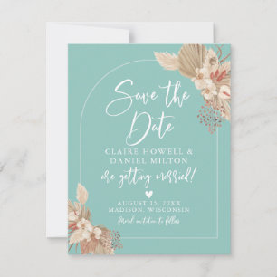 Boho Pampas Gras Mint Salie Bewaar De Datum Save The Date