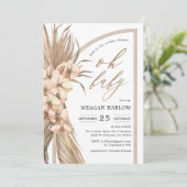 Boho Pampas Gras Oh Baby Shower Uitnodiging (Staand voorkant)