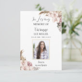 Boho Pampas Gras Orchidee Foto Begrafenismonument Bedankkaart (Staand voorkant)