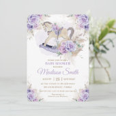 Boho Pampas Gras Paarse Bloem Schommelend Paard Ba Kaart (Staand voorkant)