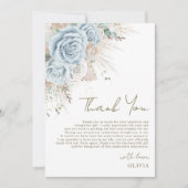 Boho Pampas Gras Pastel Blauw Bloemend Bruidsdiner Bedankkaart (Voorkant)