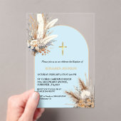 Boho Pampas Gras Regenboog Jongen Doop Doop Acryl Uitnodigingen (Insitu (Draagbaar))